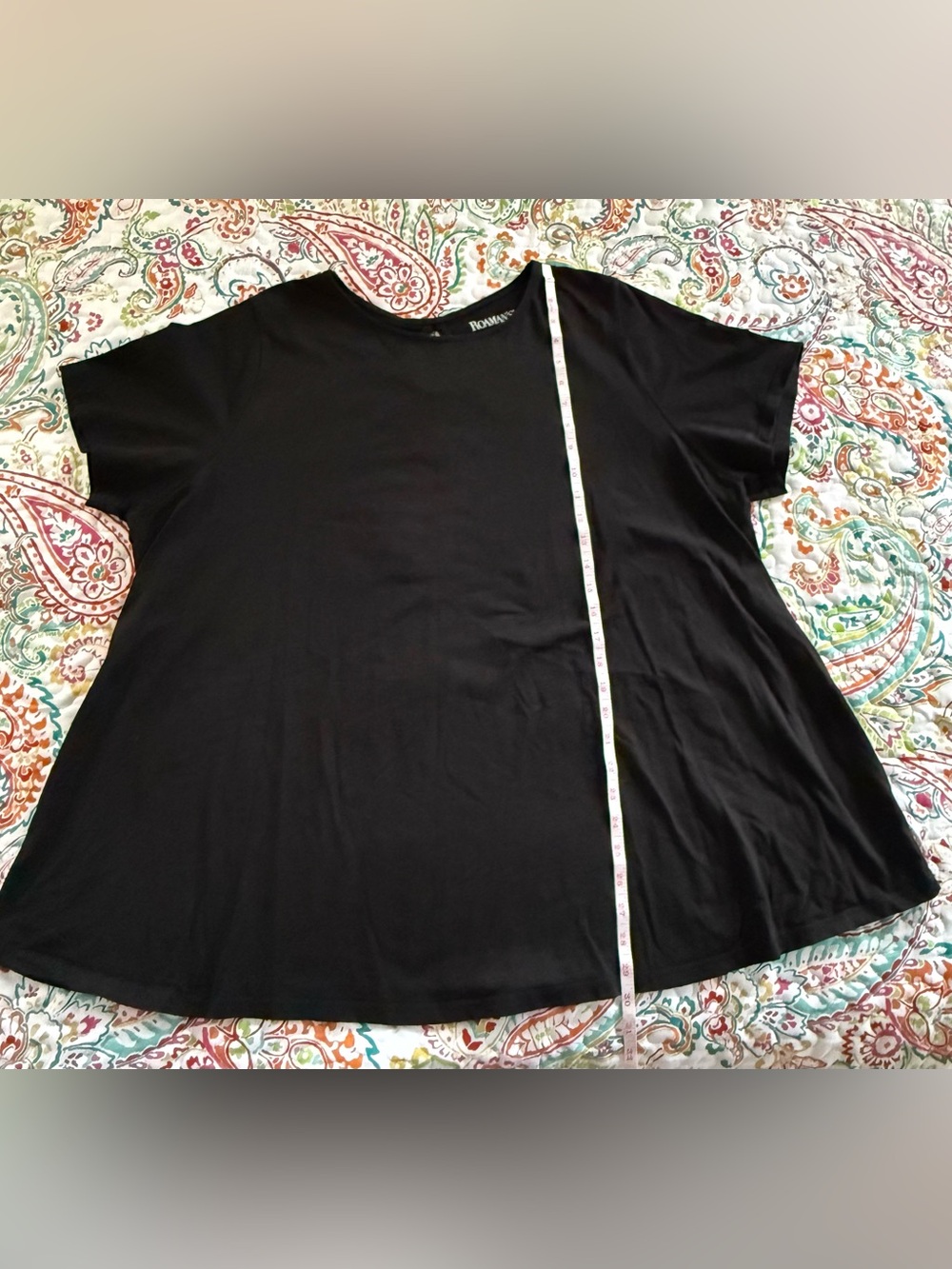 Roaman's Black Short Sleeve Relaxed Crew Neck Tee